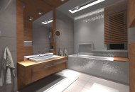 Projekt łazienki z drewnem