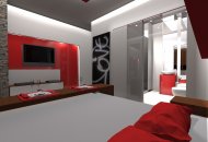 Sypialnia z łazienką czerwień
